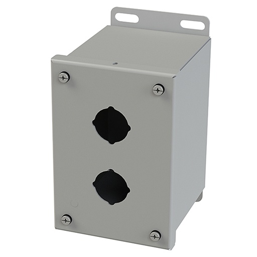 [SCE-2PBX] Push Button Enclosure, Extra Deep, 30.5mm Hole, 2 Hole, Steel, Gray