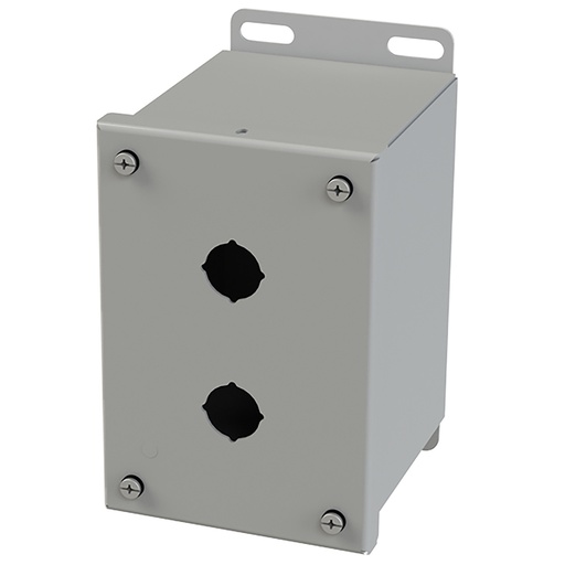 [SCE-2PBXI] Push Button Enclosure, Extra Deep, 22.5mm Hole, 2 Hole, Steel, Gray