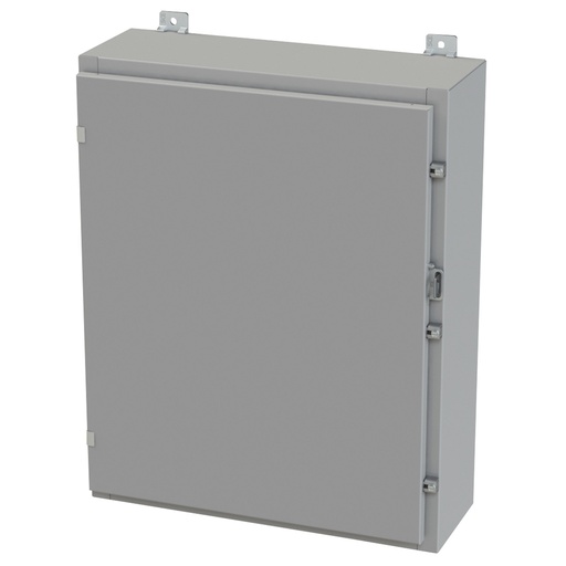 [SCE-30H2408LP] NEMA 3R, 4, 12 Enclosure, Wallmount, 30" H x 24" W x 8" D, Carbon Steel, Powder Coat gray