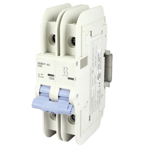 [NDB2T-63C1-2L] 1 Amp, 2 Pole, 240/277/480V AC or 60/125V DC, Trip Curve: C, DIN Rail Mount-Miniature Circuit Breaker, UL489