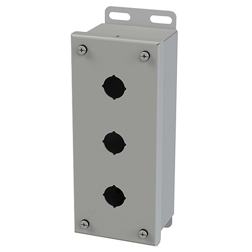 [SCE-3PBI] Push Button Enclosure, 22.5mm Hole, Three Hole, Steel, Gray