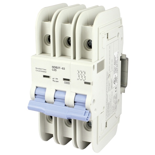 [NDB2T-63C25-3L] 25 Amp, 3 Pole, 240/277/480 AC, Trip Curve: C, DIN Rail Mount-Miniature Circuit Breaker, UL489