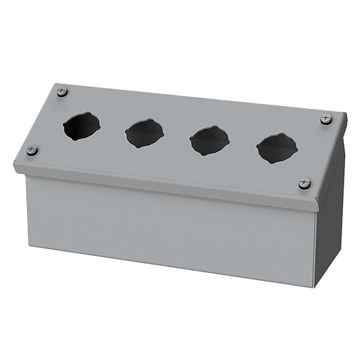 [SCE-4PBA] Push Button Enclosure, Sloping Front, 30.5mm Hole, 4 Hole, Steel, Gray