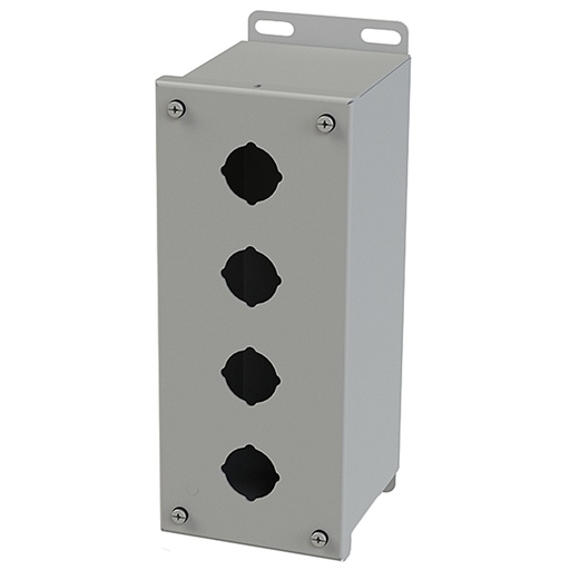 [SCE-4PBX] Push Button Enclosure, Extra Deep, 30.5mm Hole, 4 Hole, Steel, Gray