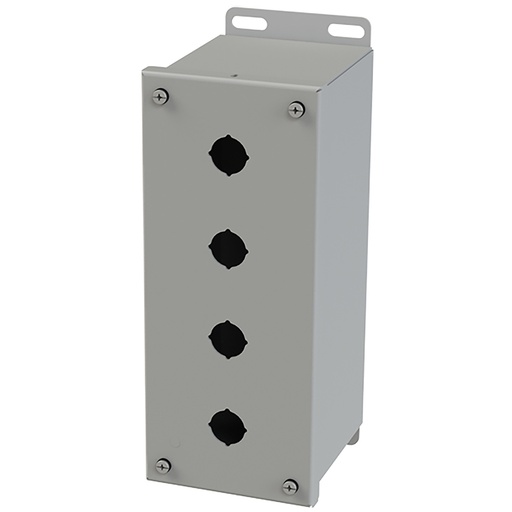 [SCE-4PBXI] Push Button Enclosure, Extra Deep, 22.5mm Hole, 4 Hole, Steel, Gray