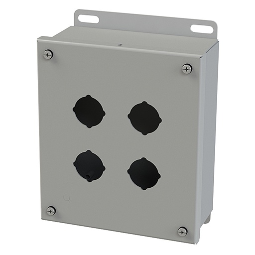 [SCE-4SPB] Push Button Enclosure, 30.5mm Hole, Four Hole, Steel, Gray