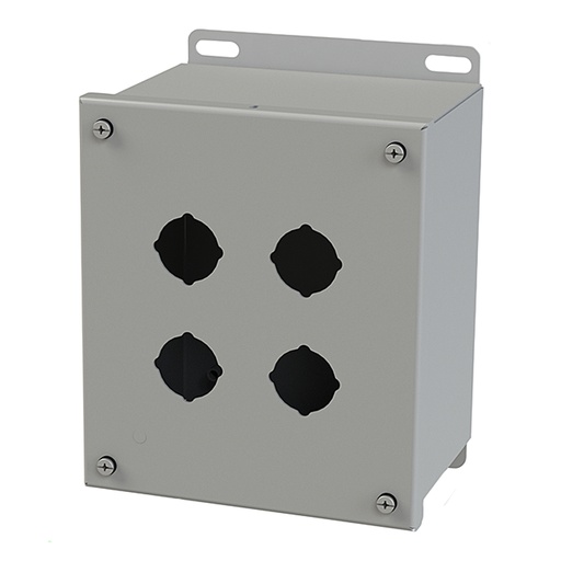 [SCE-4SPBX] Push Button Enclosure, Extra Deep, 30.5mm Hole, 4 Hole, Steel, Gray