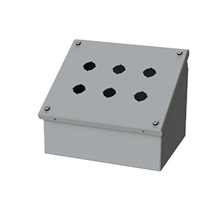 [SCE-6PBAI] Push Button Enclosure, Sloping Front, 22.5mm Hole, 6 Hole, Steel, Gray