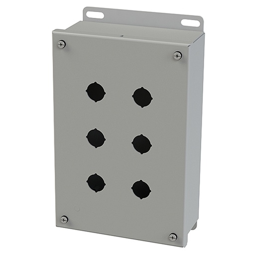 [SCE-6PBI] Push Button Enclosure, 22.5mm Hole, Six Hole, Steel, Gray