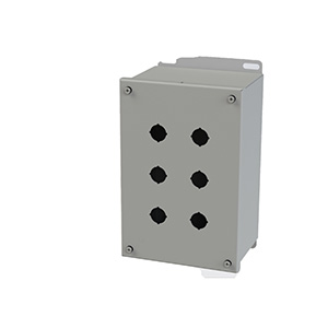 [SCE-6PBXI] Push Button Enclosure, Extra Deep, 22.5mm Hole, 6 Hole, Steel, Gray