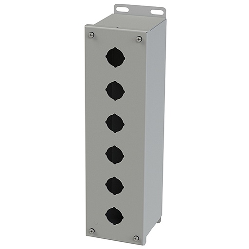 [SCE-6PBXVL] Push Button Enclosure, Extra Deep, 30.5mm Hole, 6 Hole, Steel, Gray