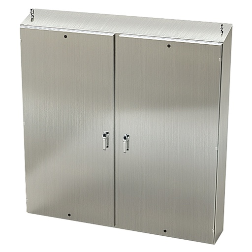 [SCE-72EL7212SSST] NEMA 4X Enclosure, Slope Top, Free Standing, 72" H x 72" W x 12" D, 304 Stainless Steel