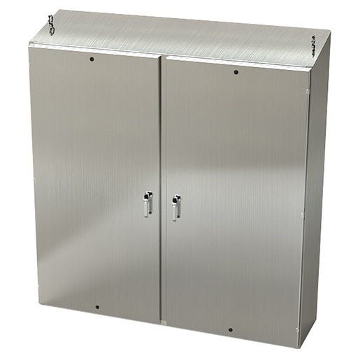 [SCE-72EL7218SSST] NEMA 4X Enclosure, Slope Top, Free Standing, 72" H x 72" W x 18" D, 304 Stainless Steel