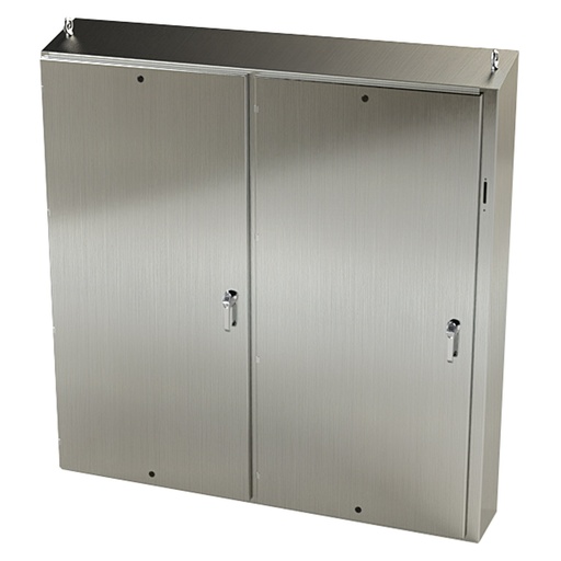 [SCE-72XEL7312SSST] NEMA 4X Disconnect Enclosure, Slope Top, Free Standing, 72" H x 73" W x 12" D, 304 Stainless Steel