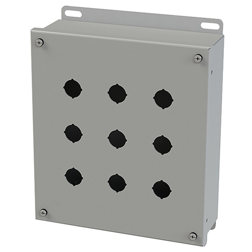 [SCE-9PBI] Push Button Enclosure, 22.5mm Hole, Nine Hole, Steel, Gray