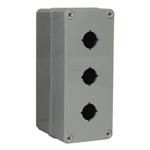 [ULPBPCF85G3] Push Button Enclosure, Three 30mm holes, Gray Cover, 9.1x3.2x3.4 Inches