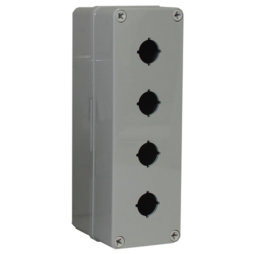 [ULPBPCH95G4] Push Button Enclosure, Four 30mm holes, Gray Cover, 6.7x5.5x3.7 Inches