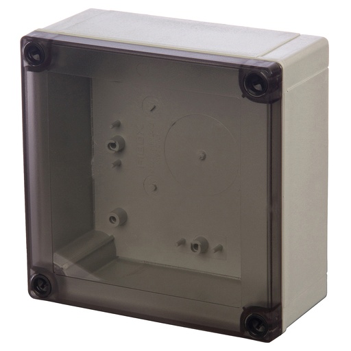 [ULPC125-125HT] Plastic Enclosure Box, NEMA 4X, Smoked Clear Cover, 5x5x5 Inch