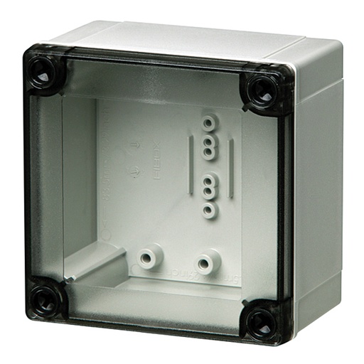 [ULPC95-60HT] Plastic Enclosure Box, NEMA 4X, Smoked Clear Cover, 4x4x2.5 Inch