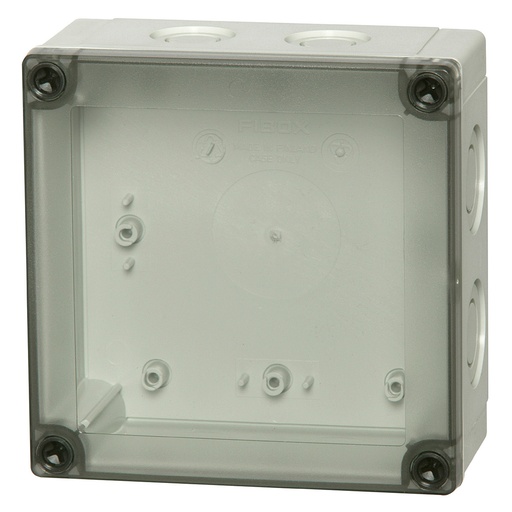 [ULPCM125-100T] Plastic Enclosure With Knockouts, NEMA 4X, Clear Cover, 5x5x4