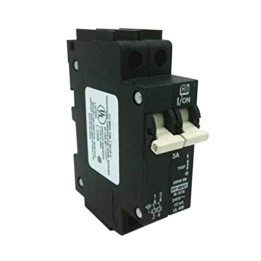 [QL213DMKM02] 2 Amp DIN Rail Circuit Breaker,  240V AC, 2 Pole, Only 26 mm Wide, UL489 Listed