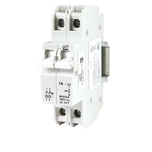 [QZ213D201] 1 Amp, 2 Pole, 277/480 V AC, Trip Curve: C, DIN Rail Mount, UL 1077