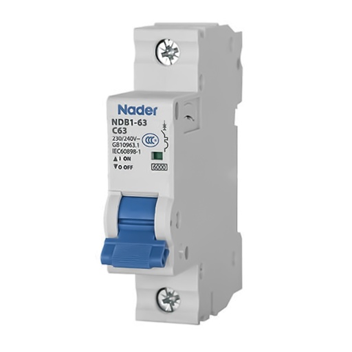 [NDB1-63C63-1] ASI NDB1-63C63-1 Miniature Circuit Breaker (MCB) | 1P, 63A, 240V AC / 60V DC | 6kA Interrupt Capacity | DIN Rail Mount | C Trip Curve