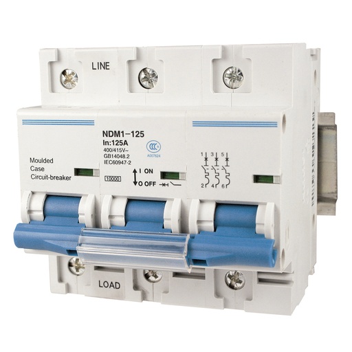 [NDM1-125D100-3] 100 Amp, 3 Pole, 480V AC, 60V DC, Trip Curve: D, DIN Rail Mount-Miniature Circuit Breaker, UL1077