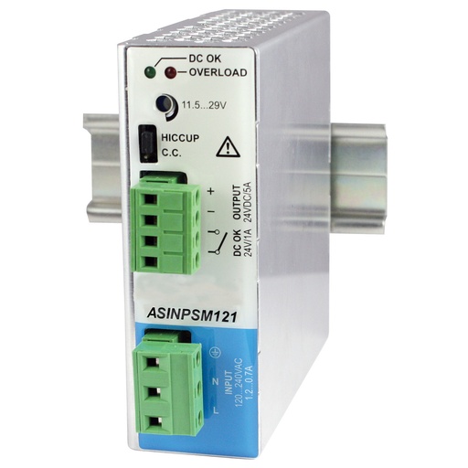 [ASINPSM121-48P] 48 Vdc DIN Rail Power Supply, Parallel Model, Ultra Compact, 2.5A, 120Vac, Wide Range Adjustable 24 - 56Vdc
