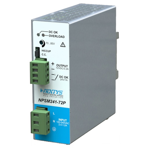 [ASINPSM241-72] 72Vdc DIN Rail Power Supply, 3.3A, ASINPSM241-72