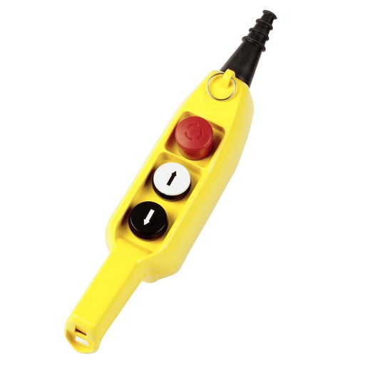 [P03.1] 3-Button Hoist Pendant Station | Single-Speed Control | Ergonomic Grip | IP65 NEMA 4X Rated | Emergency Stop | Industrial Push Button Controller | P03.1