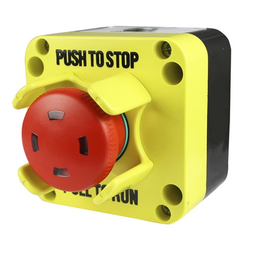 [SLA11NPNCGMS360] E-Stop Control Station, Push/Pull with visual indicator, Normally Closed Contact, Vertical Knockouts