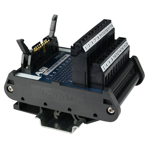 [10003] 20-Pin Ribbon Cable Breakout Board | DIN Rail Mount | IDC Connector to Screw Terminal Blocks | ASI10003 IMRC20