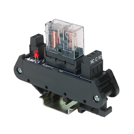 [14037] 12V DC Relay Module w/Indicator, Fixed Relay, 24-12 AWG, SPDT, DIN Rail Mount