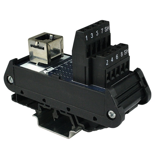 [16001] RJ45 Breakout Board, RJ45 Ethernet Connector Breakout Board, DIN Rail Mount, RJ45 To Screw Terminals