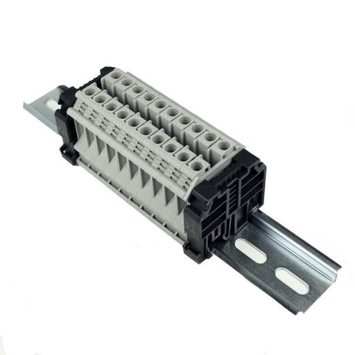 [RAAK6N21-10] ASI 10-Block DIN Rail Assembly | Pre-Assembled Terminal Block Kit | Solar Combiner & Electrical Wire Connections | UL94V-0 Rated | RoHS Compliant