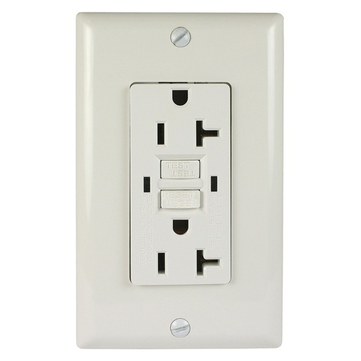 [LTG20-W] 20 Amp 125-Volt Duplex, GFCI Outlet, Self-Test, White, Wall Plate, UL Listed (1 Pack)