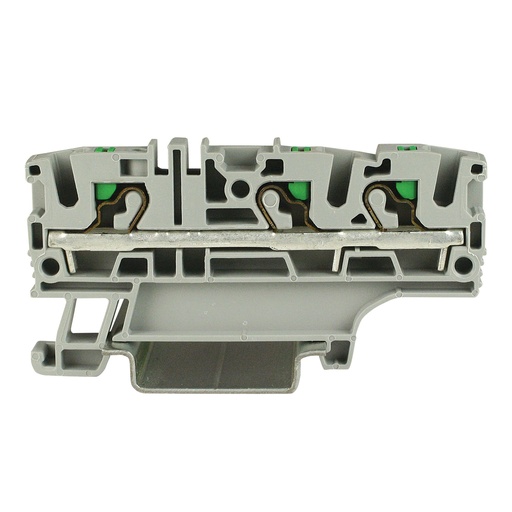 [EFC410GR] 3 Wire Push-In Terminal Block, DIN Rail Mount, 6.2mm, UL 30A, 600V, 24-10 AWG, Gray Housing  