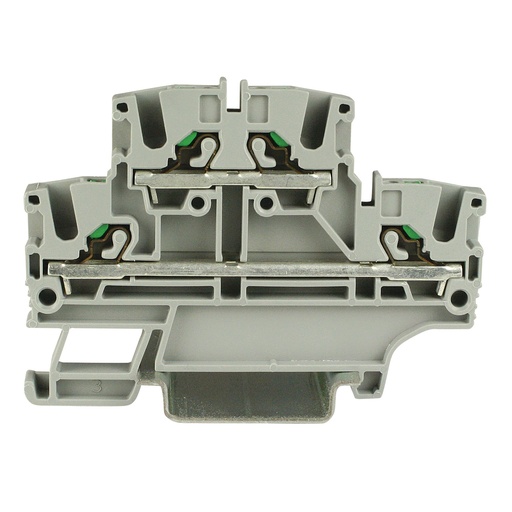 [EFD200GR] 2 Level Push In Terminal Block, DIN Rail Mount, 5.2mm, UL 24-12 AWG, 20A, 600V, Gray Housing, 