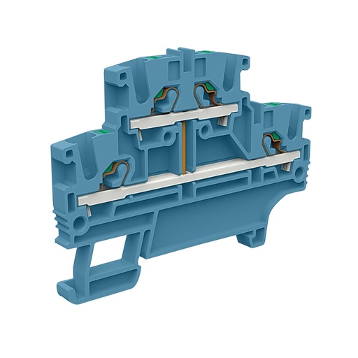 [EFD210BL] 2 level Push-In Terminal Block With Internal Connection Between Levels, DIN Rail Mount, Ex Rated, 5.2mm, UL 24-12 AWG, 20A, 600V, 