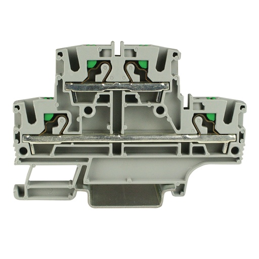 [EFD400GR] 2 Level Push In Terminal Block, DIN Rail Mount, 6.2mm, UL 24-10 AWG, 30A, 600V, Gray Housing, 