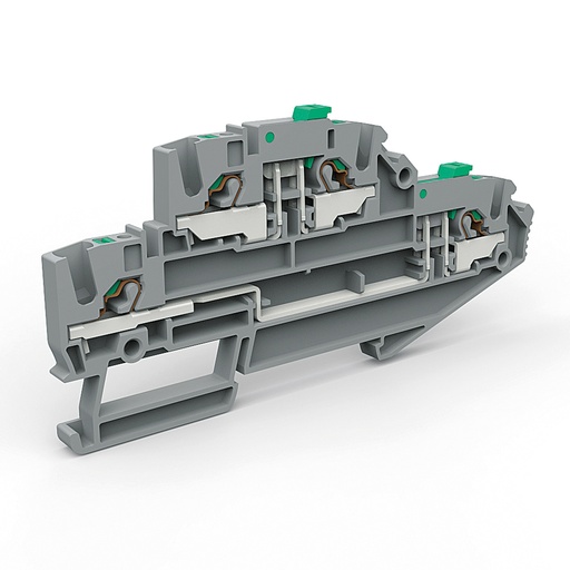 [EFDS200GR] 2 Level Knife Disconnect Push In Terminal Block, DIN Rail Mount, 24-12 AWG, 12A, 300V, 