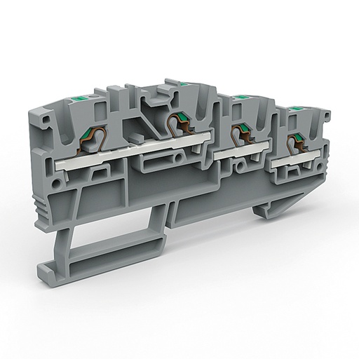 [EFT250GR] Sensor Terminal Block, Push In Connections, DIN Rail Mount, For 3 Wire Sensors, 24-12 AWG, 