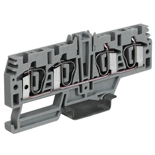 [HM220GR] 4 Wire Spring Terminal Block, DIN Rail Mount, Screwless Feed Through Terminal Block For 4 Wires, 28-10 AWG, 30 Amp, 600V, 6.2mm, 