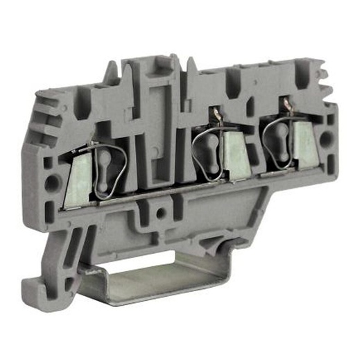 [HM510GR] 3 Wire Spring Terminal Block, DIN Rail Mount, Screwless Feed Through Terminal Block For 3 Wires, 24-12 AWG, 20 Amp, 600V, 5.2mm, 