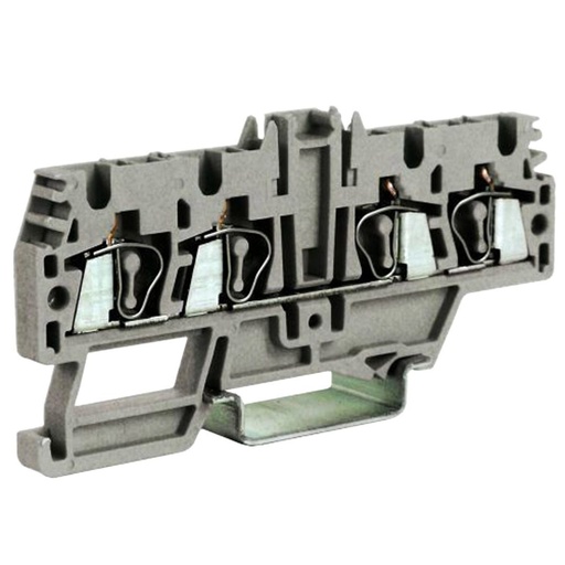 [HM520GR] 4 Wire Spring Terminal Block, DIN Rail Mount, Screwless Feed Through Terminal Block For 4 Wires, 20 Amp, 600V, 5.2mm