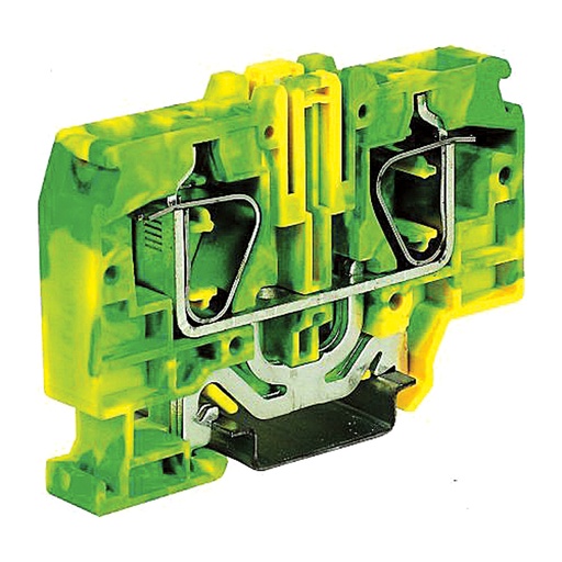 [HT340] 2 Wire Spring Ground Terminal Block, DIN Rail Mount, Screwless Ground Terminal Block For 2 Wires, 18-4 AWG, 600V, 8.2mm, 