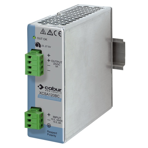 [XCSA120BC] 12V DC To 24V DC Converter, 5 Amp, DIN Rail Mounted