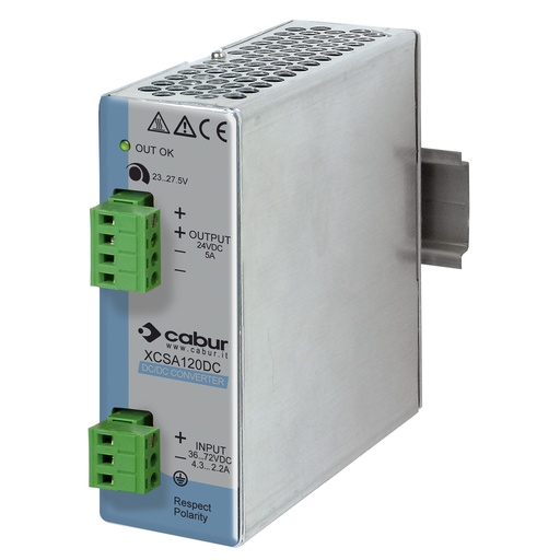 [XCSA120DC] DC to DC Converter, DIN Rail, 48 Vdc To 24 Vdc Converter, 5 Amp, 24Vdc Isolation Module,  