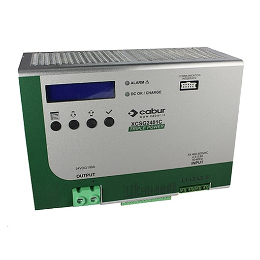 [XCSG2401C] 12-24V DIN Rail Power Supply, Three Phase, 340-550Vac Input, 